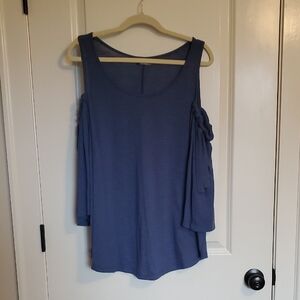 🟦 VENUS Navy Cold Shoulder Blouse